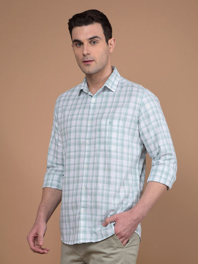 Green Checked 100% Cotton Shirt-Men Shirts-Crimsoune Club