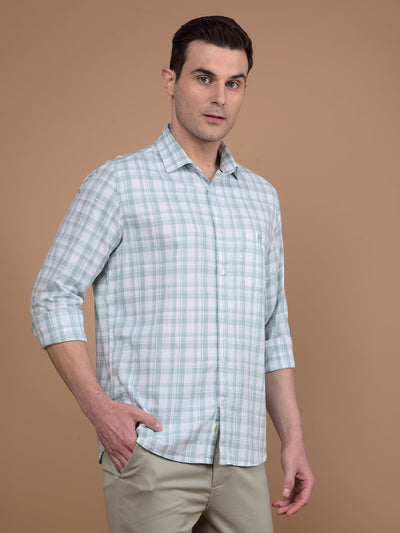 Green Checked 100% Cotton Shirt-Men Shirts-Crimsoune Club