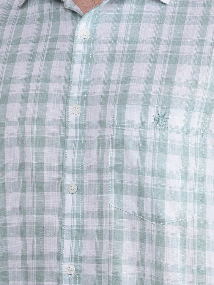 Green Checked 100% Cotton Shirt-Men Shirts-Crimsoune Club
