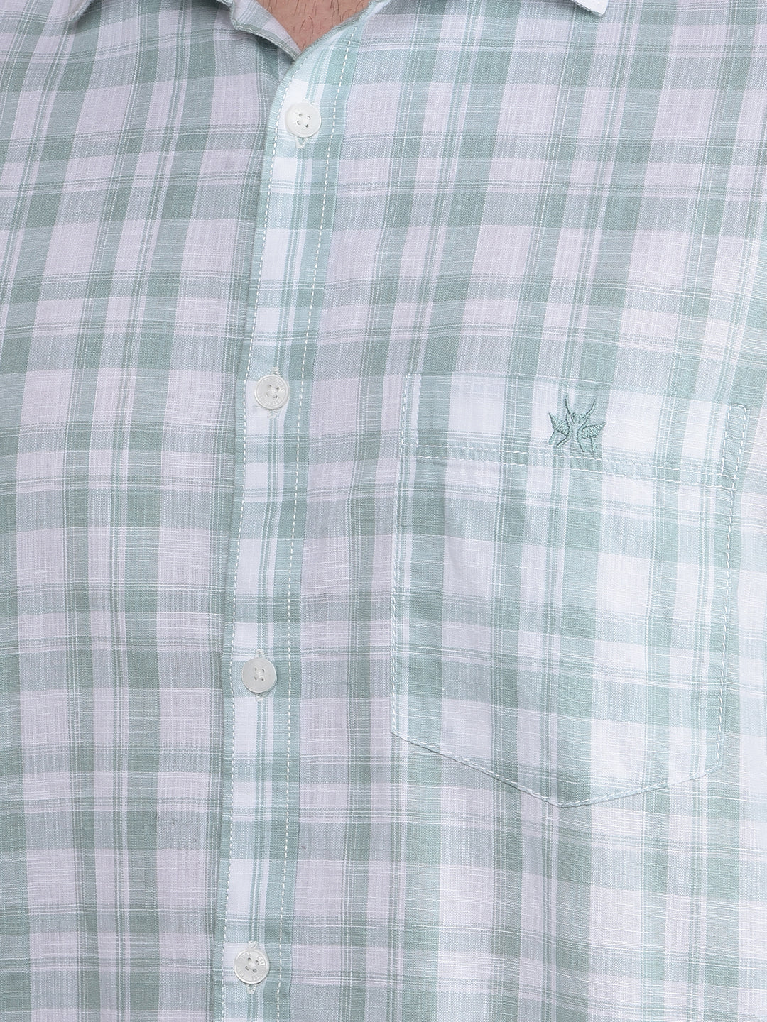 Green Checked 100% Cotton Shirt-Men Shirts-Crimsoune Club