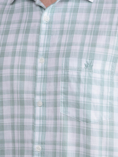 Green Checked 100% Cotton Shirt-Men Shirts-Crimsoune Club