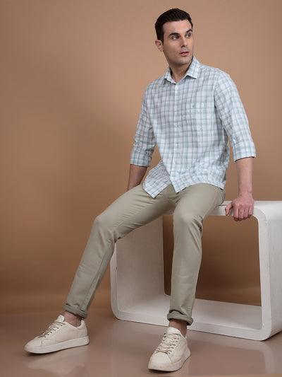 Green Checked 100% Cotton Shirt-Men Shirts-Crimsoune Club