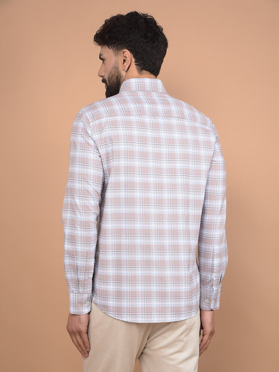Purple Checked 100% Cotton Button-Down Collar Shirt-Men Shirts-Crimsoune Club