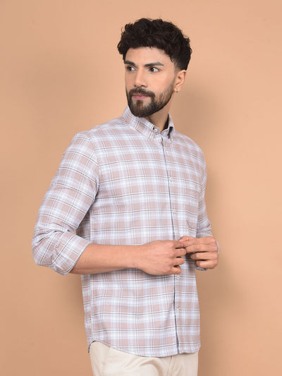Purple Checked 100% Cotton Button-Down Collar Shirt-Men Shirts-Crimsoune Club