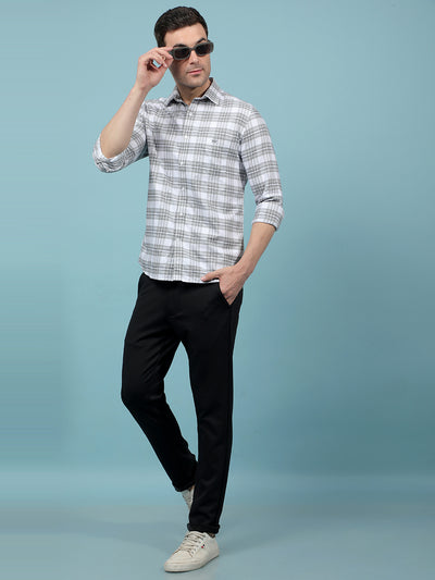 Grey Checked 100% Cotton Shirt-Men Shirts-Crimsoune Club
