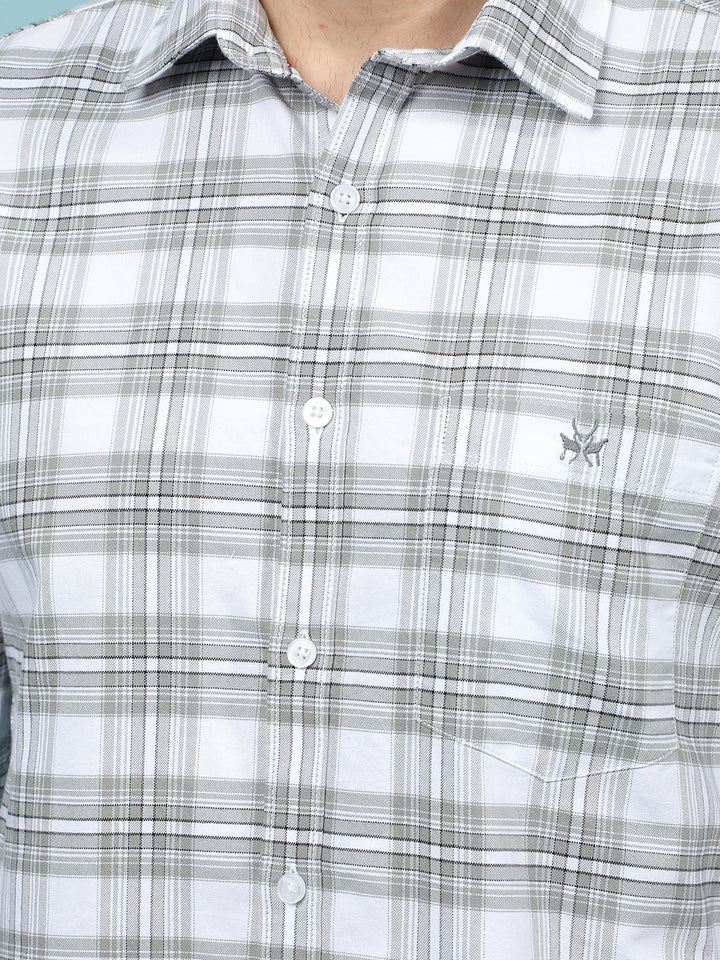 Grey Checked 100% Cotton Shirt-Men Shirts-Crimsoune Club