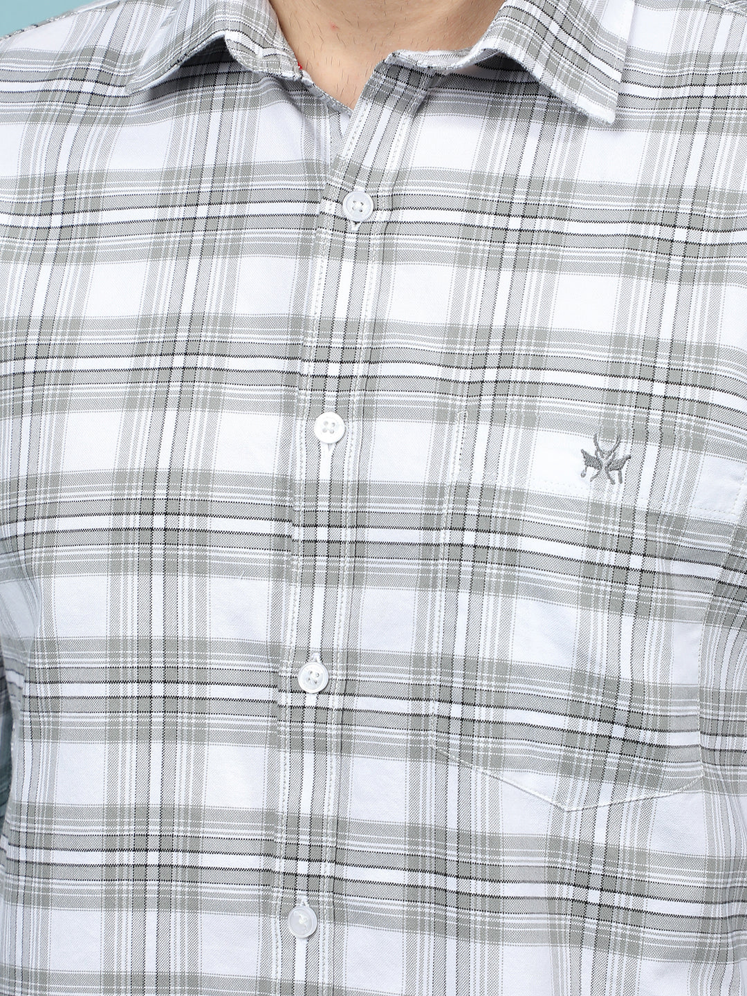 Grey Checked 100% Cotton Shirt-Men Shirts-Crimsoune Club