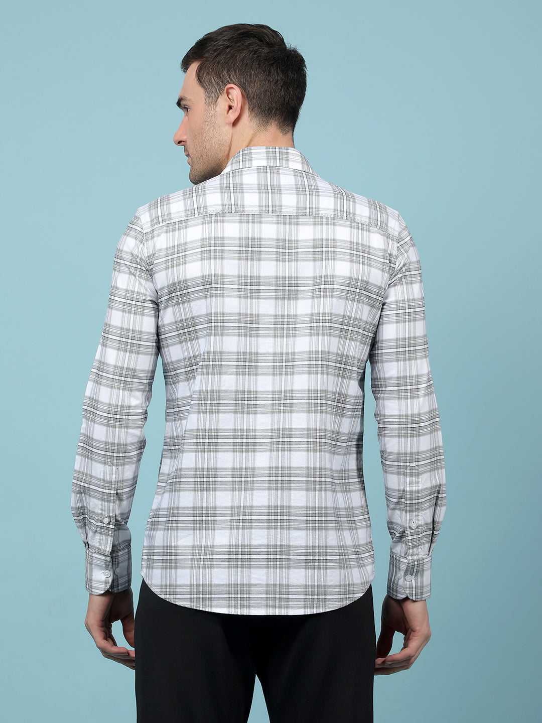 Grey Checked 100% Cotton Shirt-Men Shirts-Crimsoune Club
