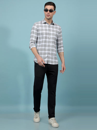 Grey Checked 100% Cotton Shirt-Men Shirts-Crimsoune Club