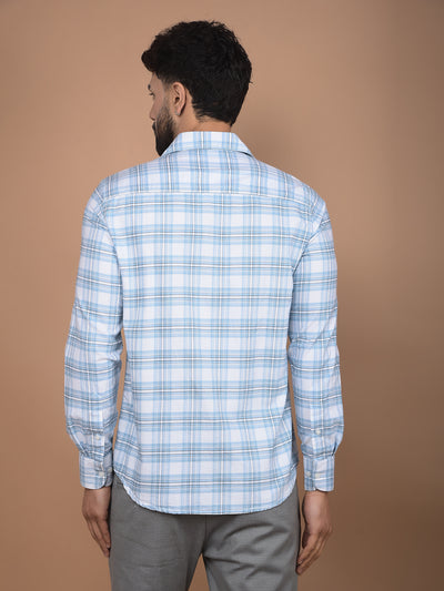 Blue Checked 100% Cotton Shirt-Men Shirts-Crimsoune Club