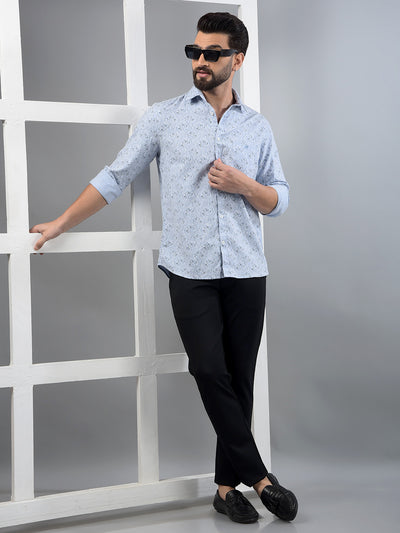 Blue Printed Shirt-Men Shirts-Crimsoune Club