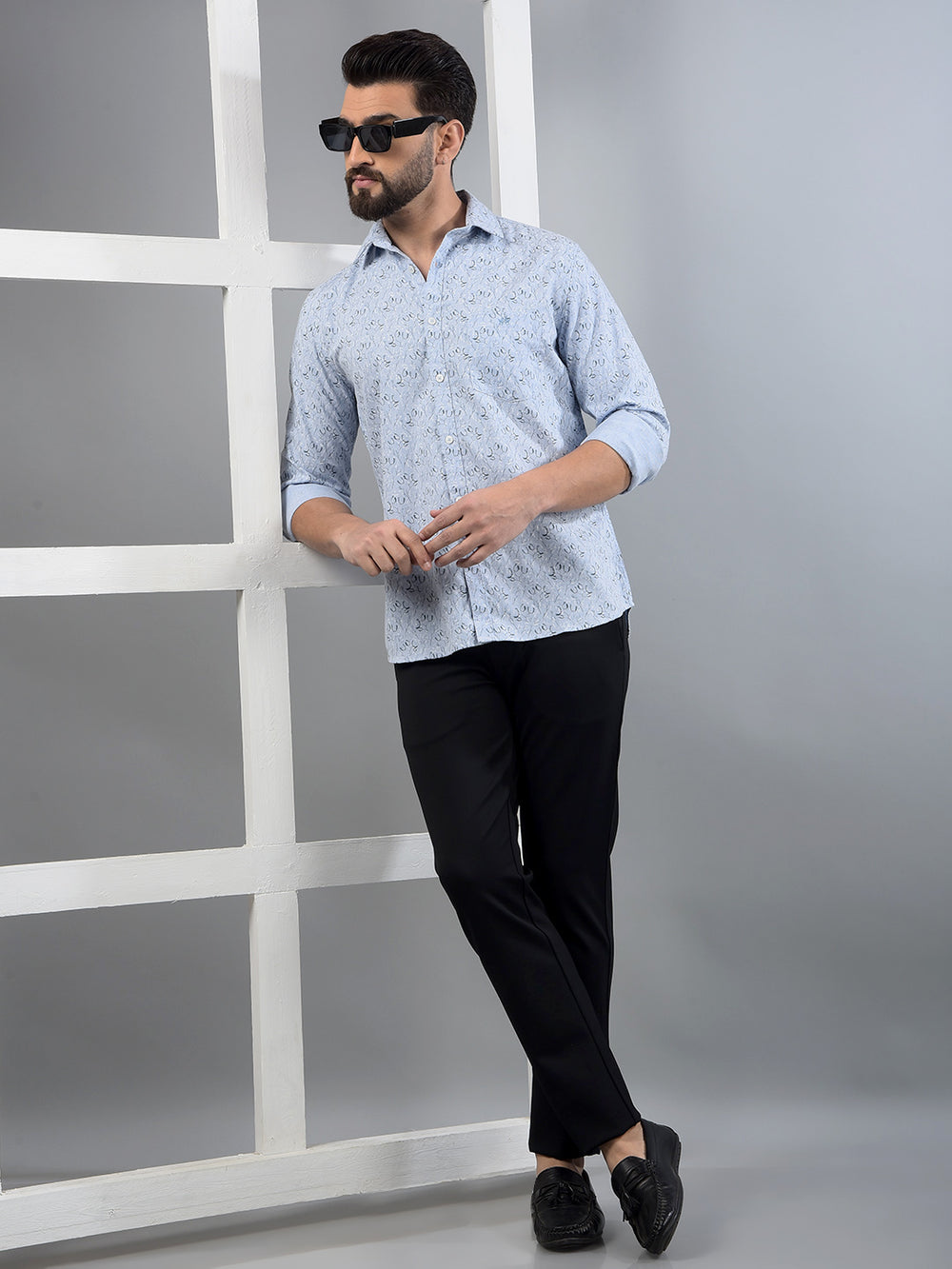 Blue Printed Shirt-Men Shirts-Crimsoune Club