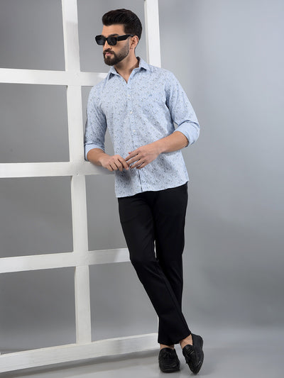 Blue Printed Shirt-Men Shirts-Crimsoune Club