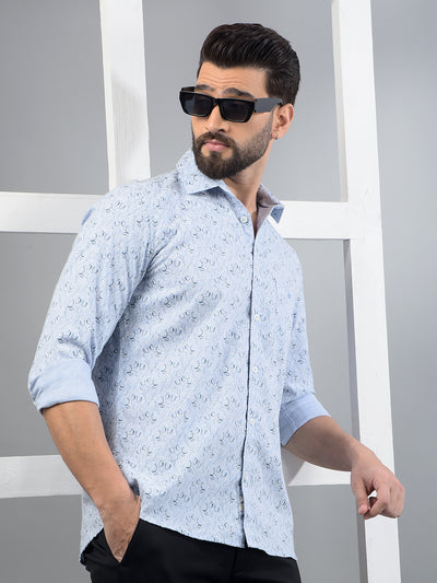 Blue Printed Shirt-Men Shirts-Crimsoune Club