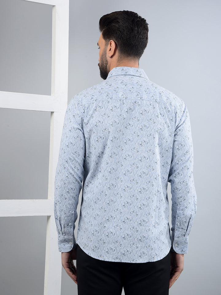 Blue Printed Shirt-Men Shirts-Crimsoune Club