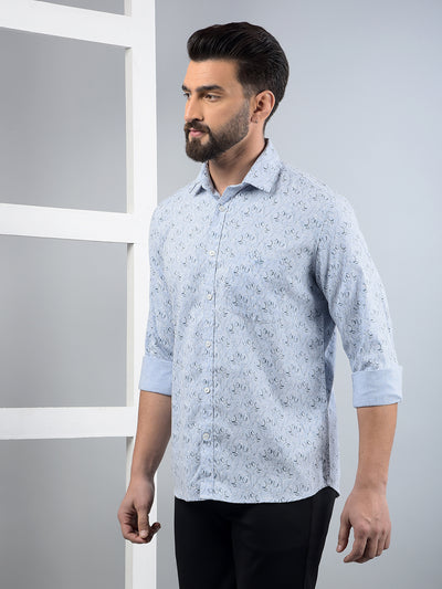 Blue Printed Shirt-Men Shirts-Crimsoune Club