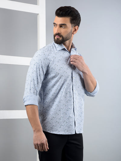 Blue Printed Shirt-Men Shirts-Crimsoune Club
