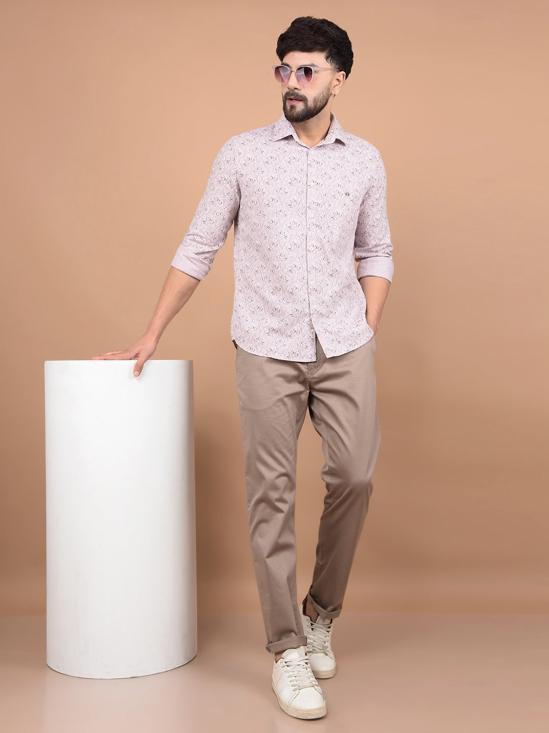 Pink Printed Shirt-Men Shirts-Crimsoune Club