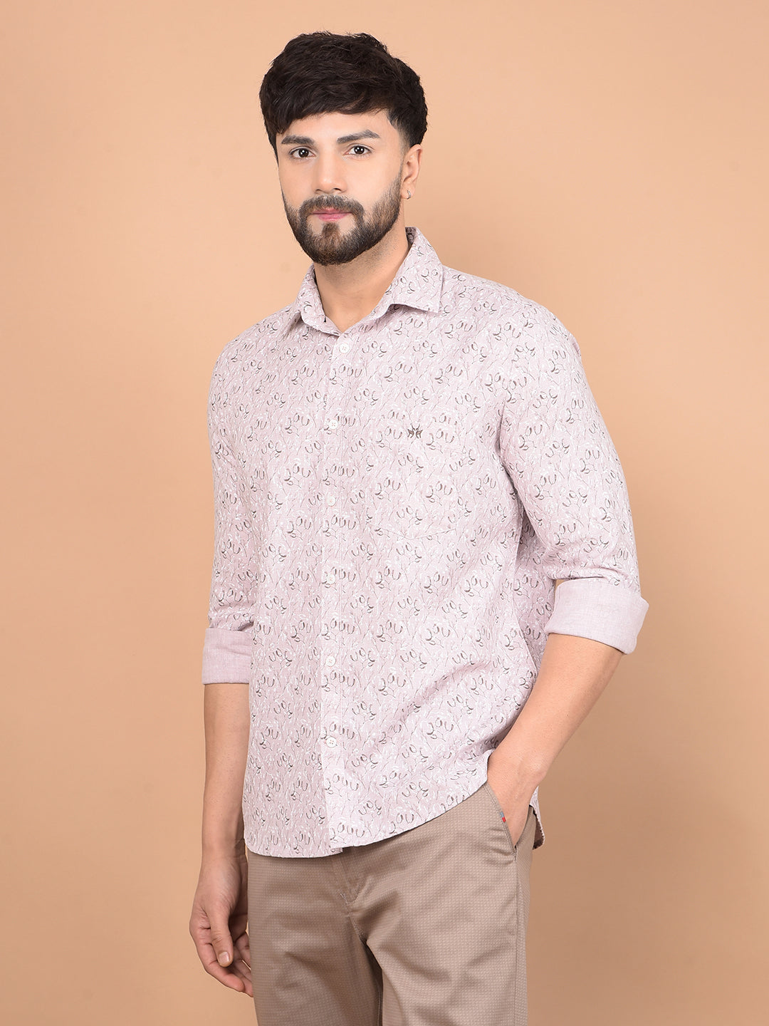 Pink Printed Shirt-Men Shirts-Crimsoune Club