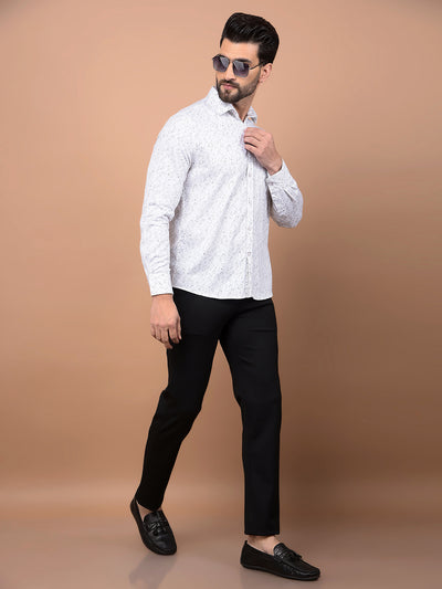 White Printed 100% Cotton Shirt-Men Shirts-Crimsoune Club