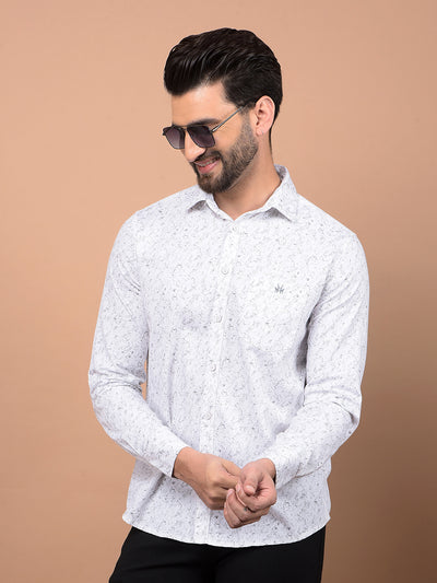 White Printed 100% Cotton Shirt-Men Shirts-Crimsoune Club