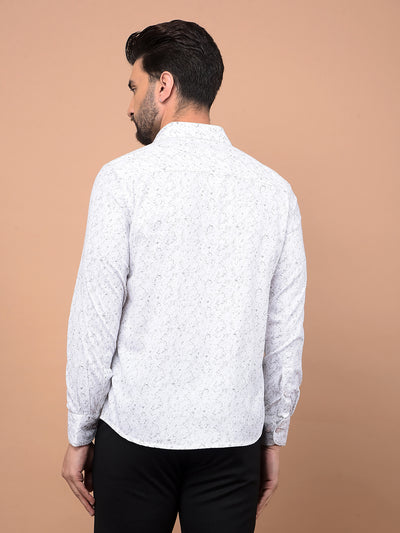 White Printed 100% Cotton Shirt-Men Shirts-Crimsoune Club
