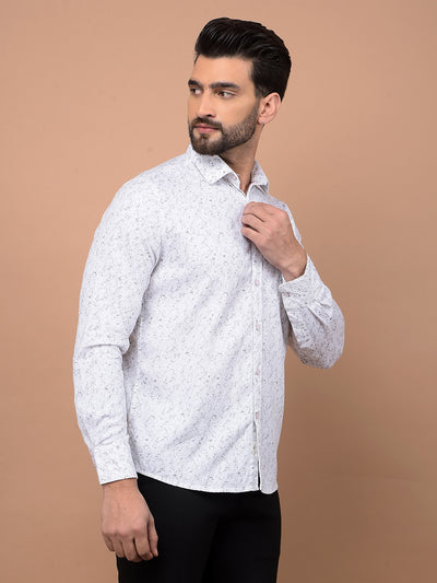 White Printed 100% Cotton Shirt-Men Shirts-Crimsoune Club