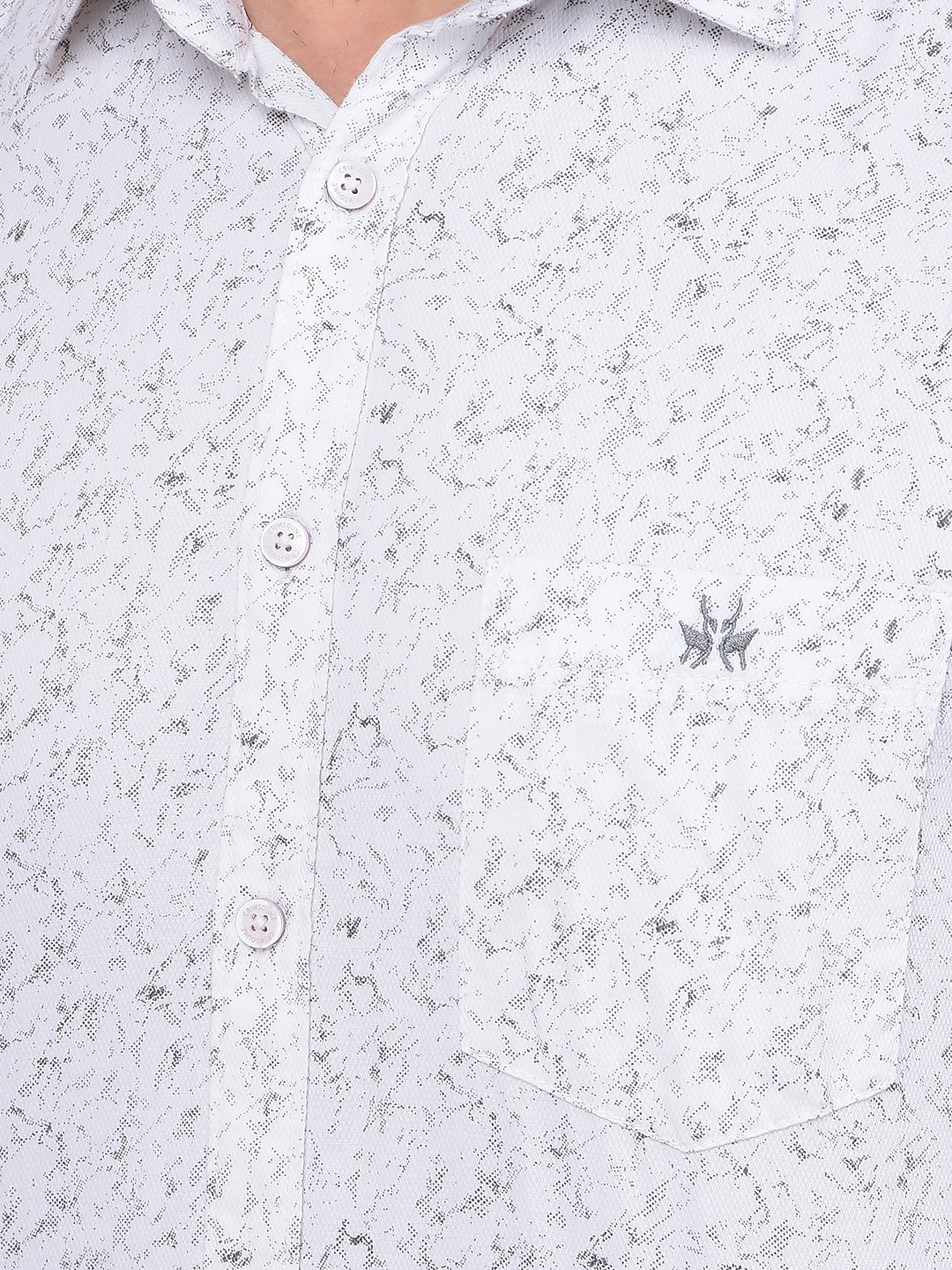 White Printed 100% Cotton Shirt-Men Shirts-Crimsoune Club