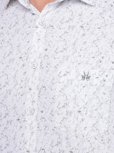 White Printed 100% Cotton Shirt-Men Shirts-Crimsoune Club