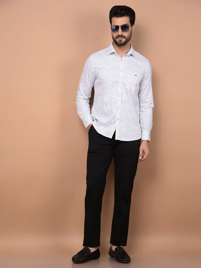 White Printed 100% Cotton Shirt-Men Shirts-Crimsoune Club