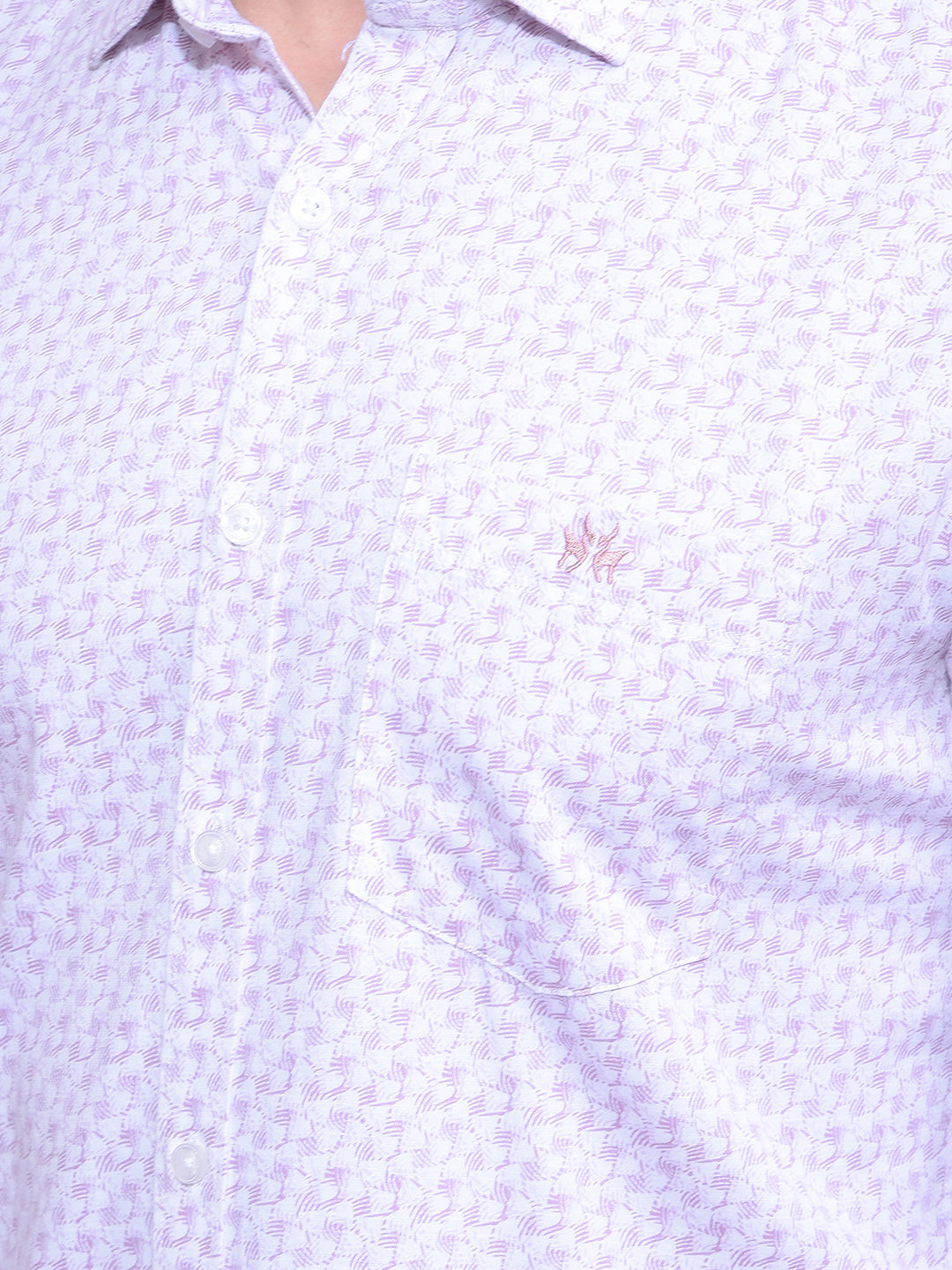 Pink Printed Button Down Collar Shirt-Men Shirts-Crimsoune Club