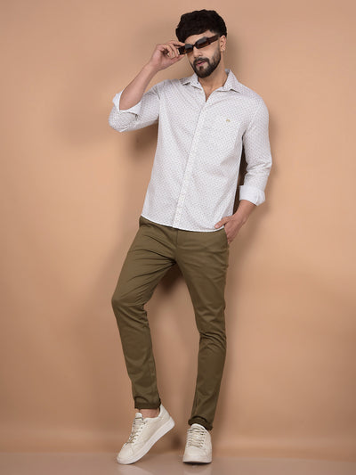 Olive Printed Shirt-Men Shirts-Crimsoune Club
