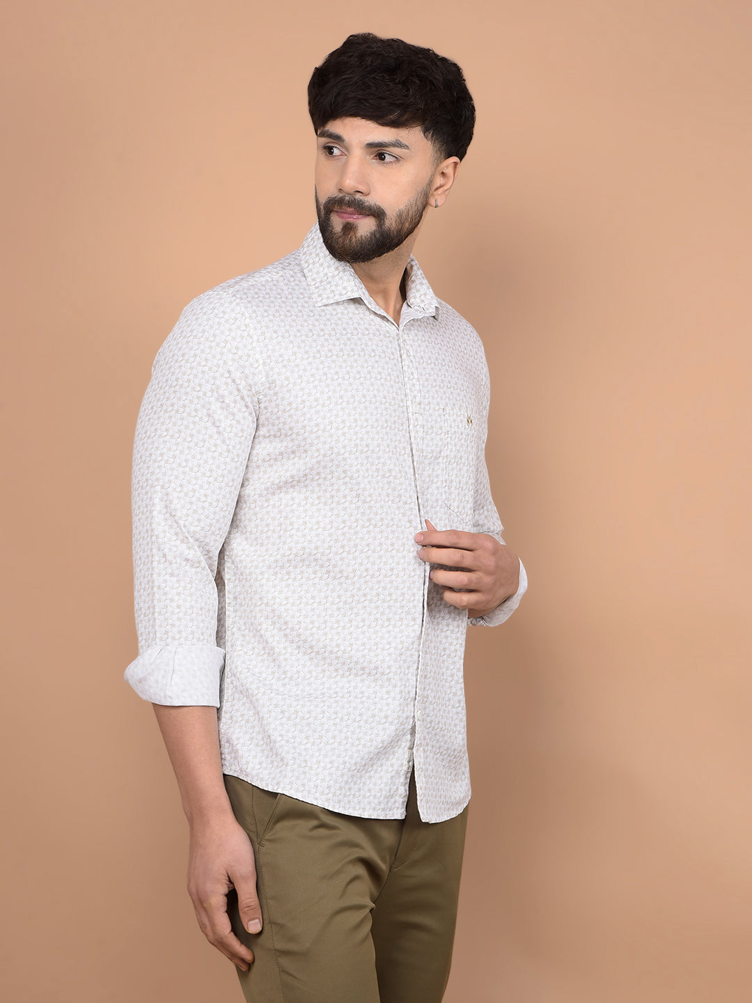 Olive Printed Shirt-Men Shirts-Crimsoune Club