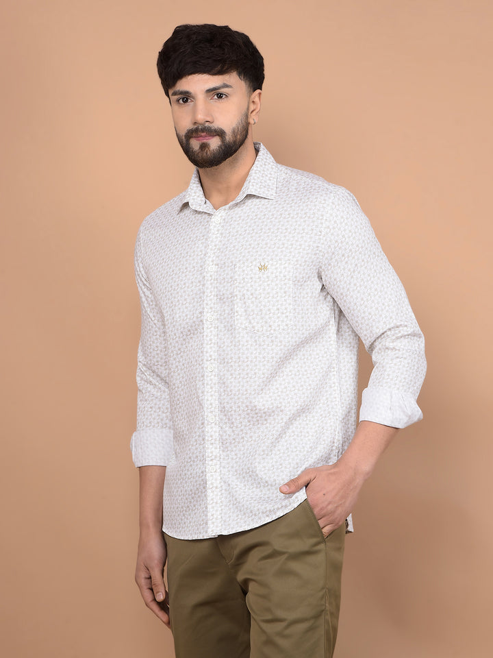 Olive Printed Shirt-Men Shirts-Crimsoune Club