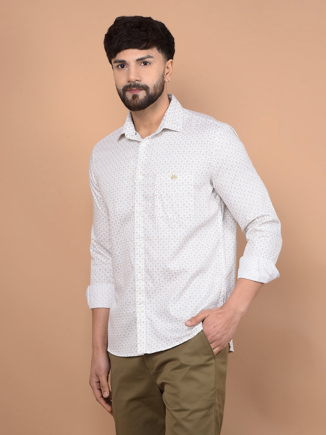 Olive Printed Shirt-Men Shirts-Crimsoune Club