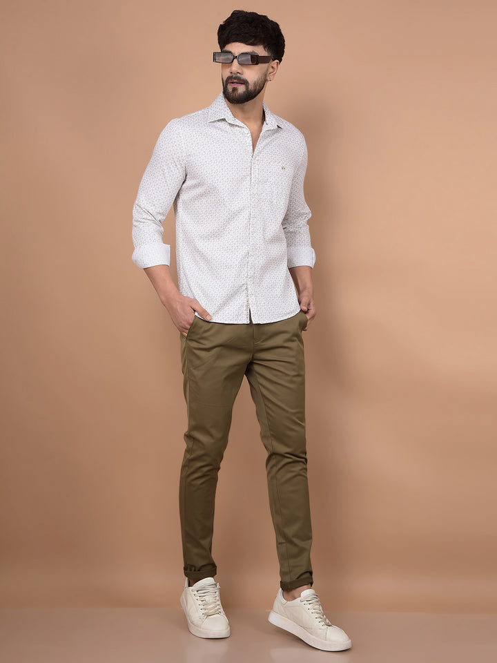 Olive Printed Shirt-Men Shirts-Crimsoune Club