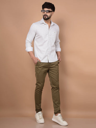 Olive Printed Shirt-Men Shirts-Crimsoune Club