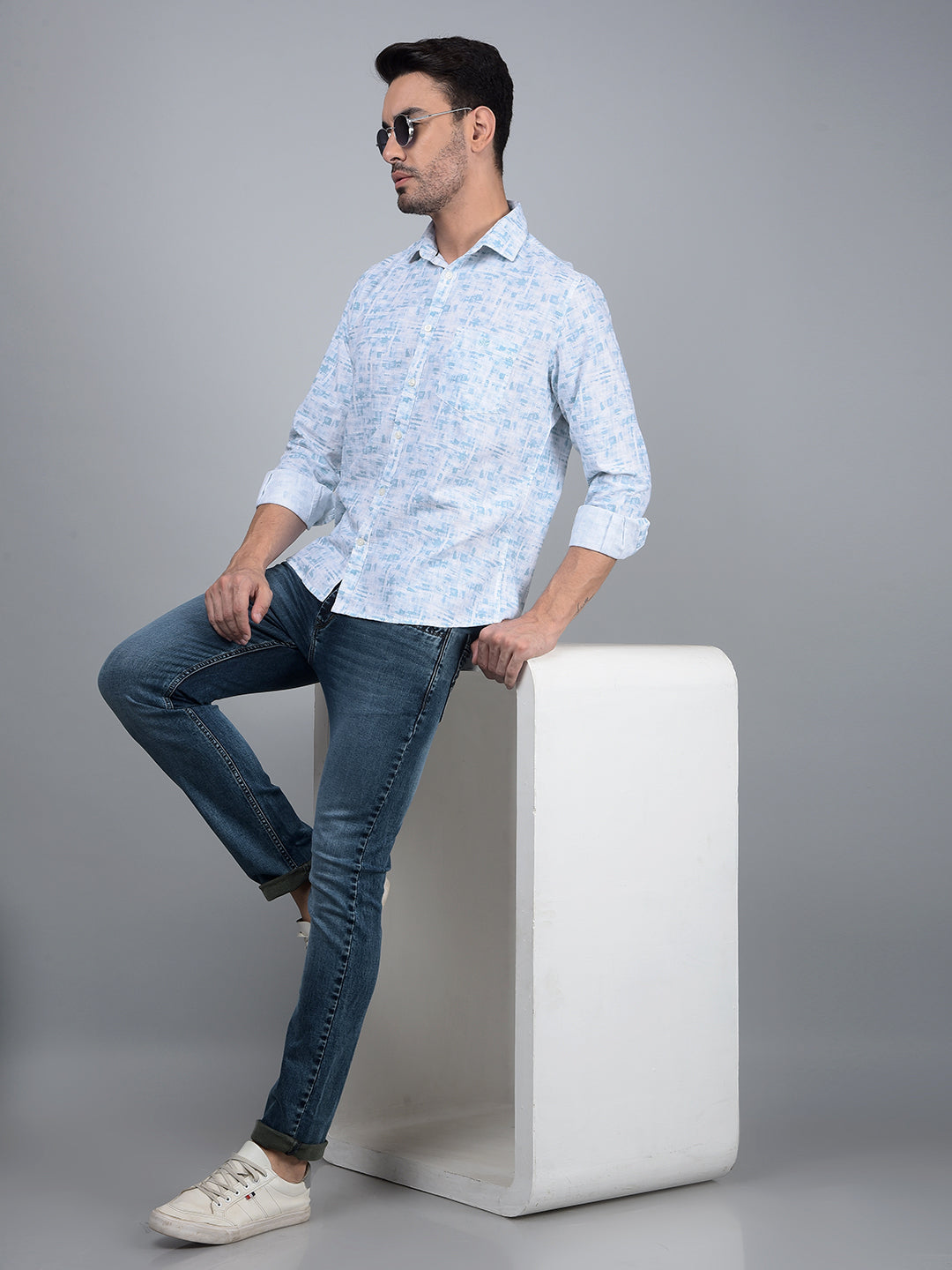 Green Printed Shirt-Men Shirts-Crimsoune Club