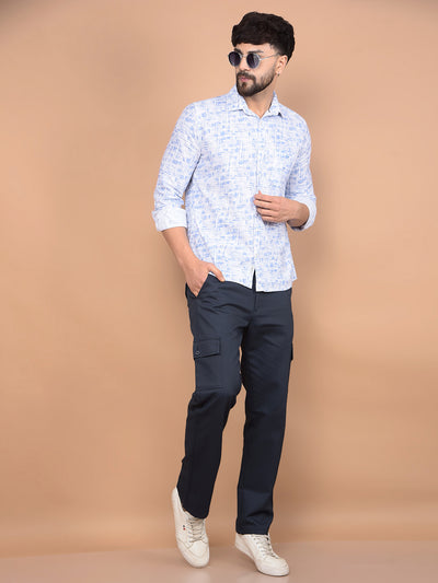 Blue Printed Shirt-Men Shirts-Crimsoune Club