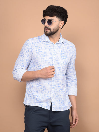Blue Printed Shirt-Men Shirts-Crimsoune Club