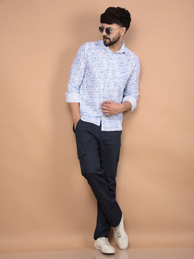 Blue Printed Shirt-Men Shirts-Crimsoune Club