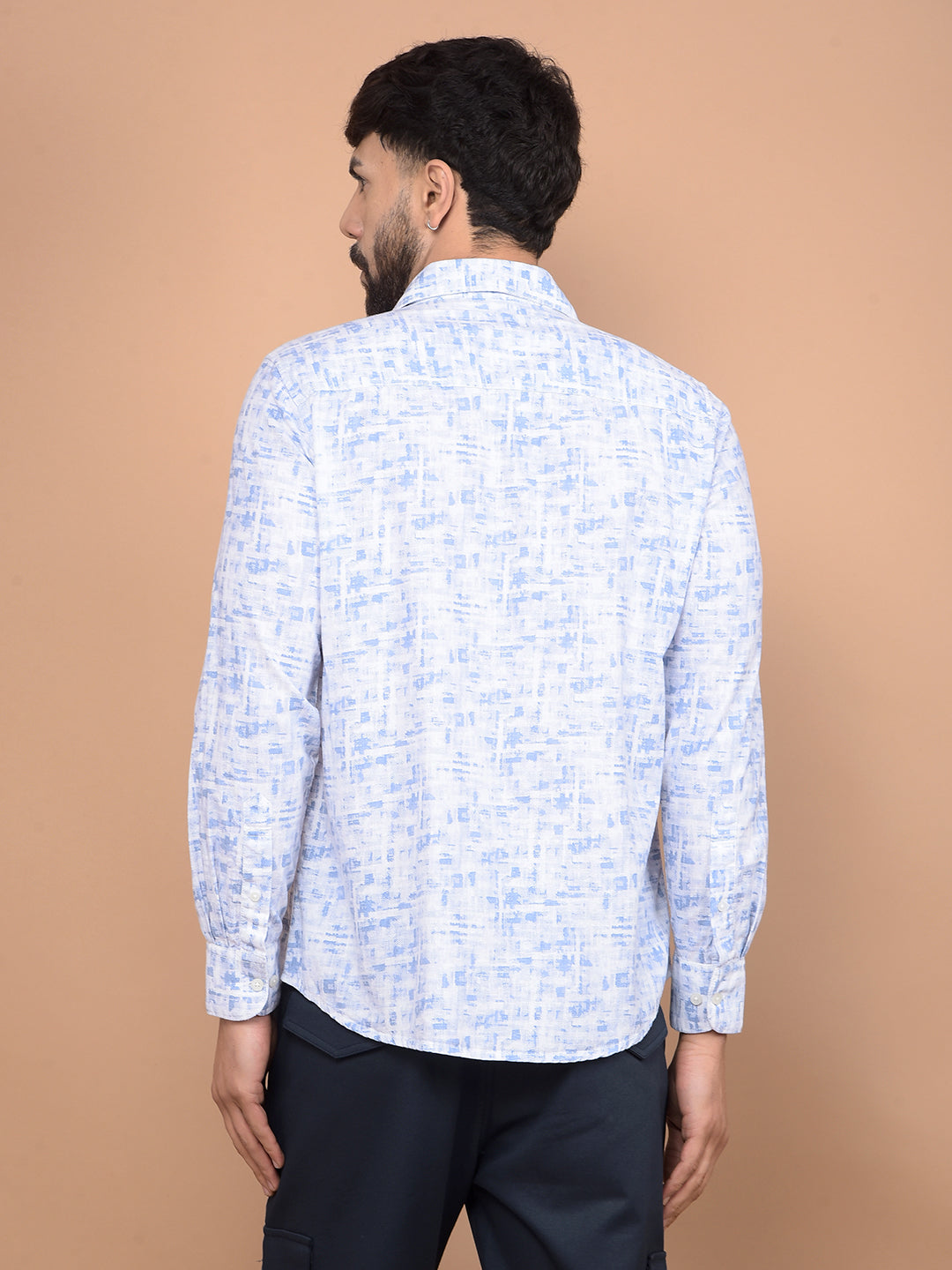 Blue Printed Shirt-Men Shirts-Crimsoune Club