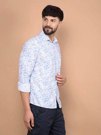 Blue Printed Shirt-Men Shirts-Crimsoune Club