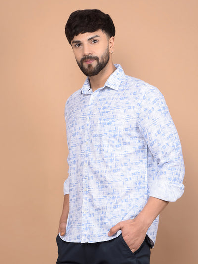 Blue Printed Shirt-Men Shirts-Crimsoune Club