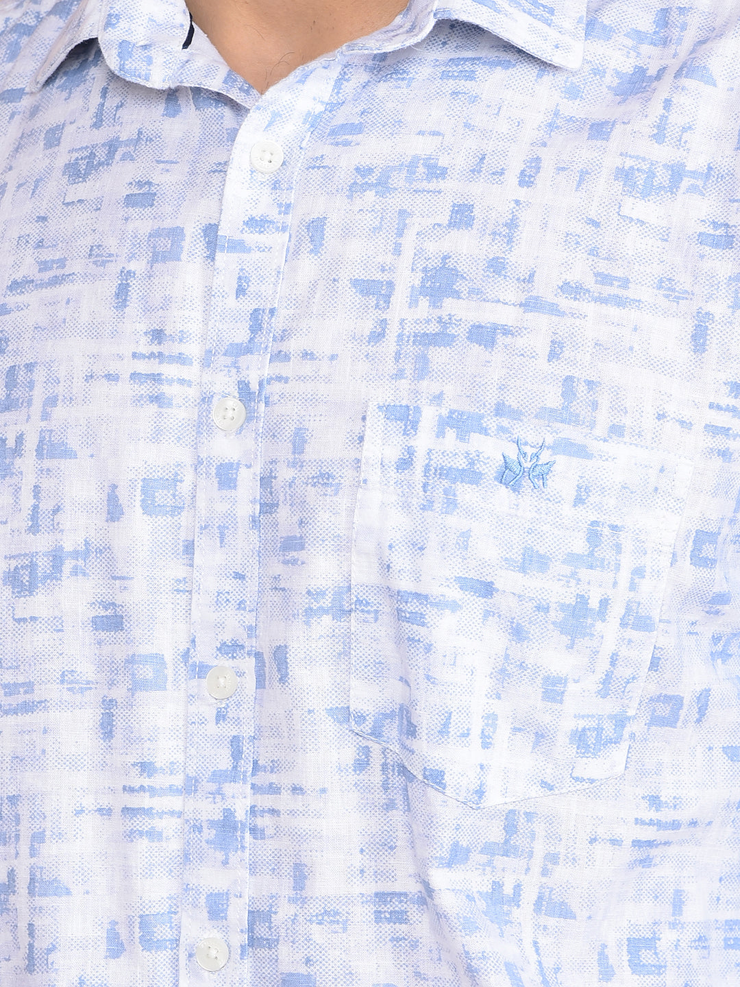 Blue Printed Shirt-Men Shirts-Crimsoune Club