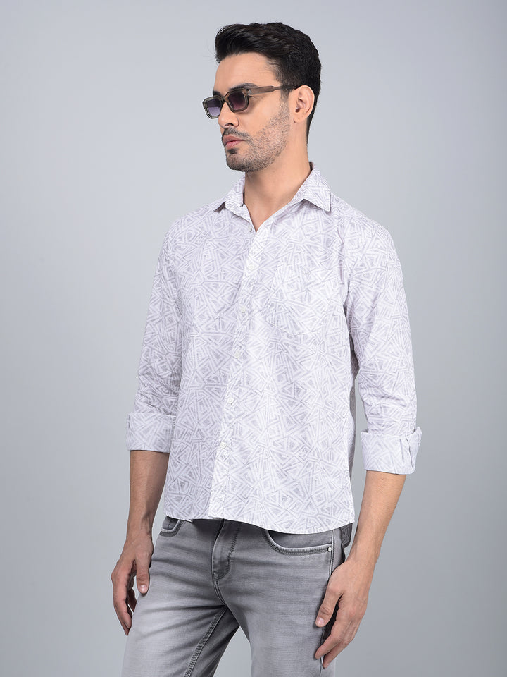 Grey Printed Shirt-Men Shirts-Crimsoune Club