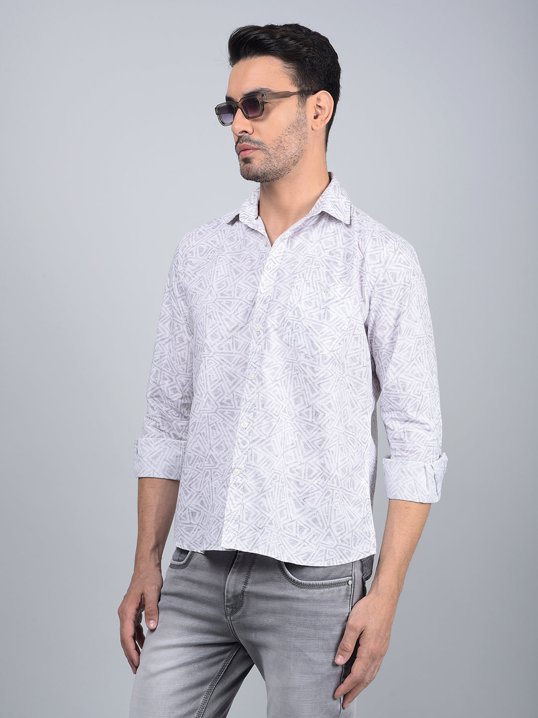Grey Printed Shirt-Men Shirts-Crimsoune Club