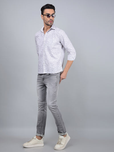 Grey Printed Shirt-Men Shirts-Crimsoune Club