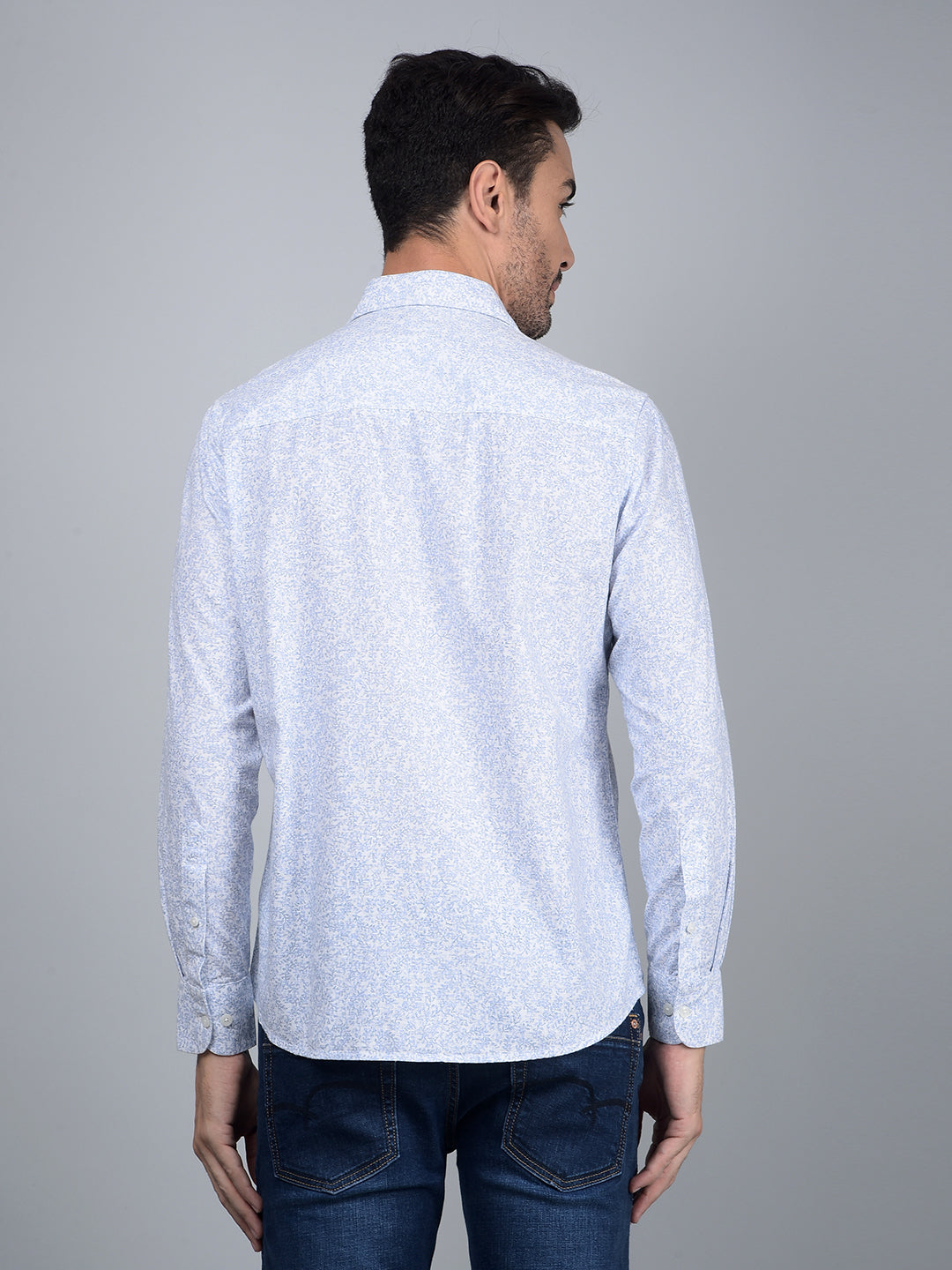 Blue Floral Print Shirt-Men Shirts-Crimsoune Club