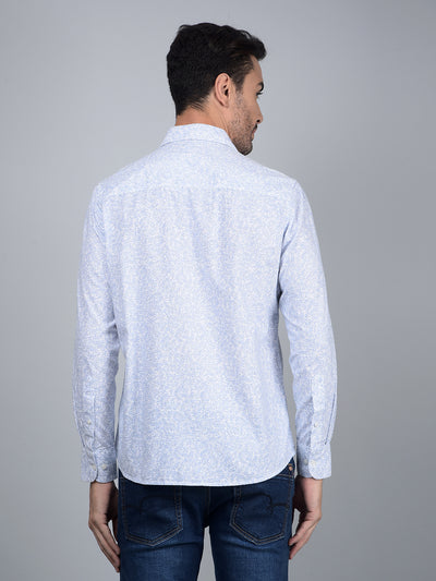 Blue Floral Print Shirt-Men Shirts-Crimsoune Club